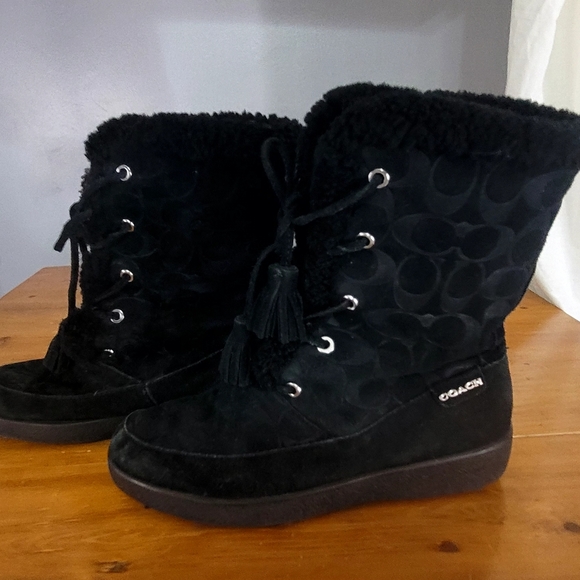 COACH $150 Tuesday Black Monogram Boot's Size 10 in Length - Picture 7 of 8